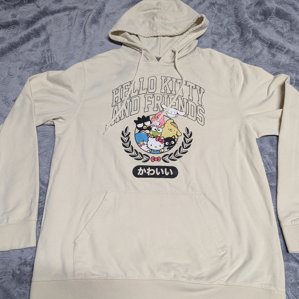 Hello Kitty Cream Hoodie with Graphic Design